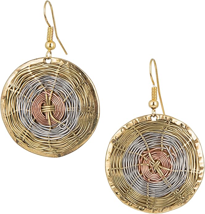 SPUNKYsoul Handmade 3 Toned Basket Weave Earrings | SPUNKYsoul Collection