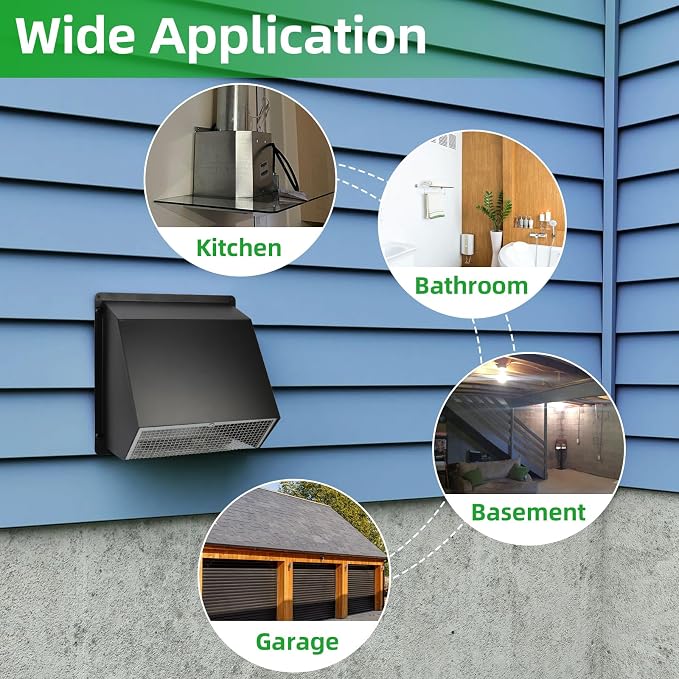 8 Inch Wall Vent Hood Wall Exhaust Vent Cover Outdoor Hooded Wall Vent - Image 7