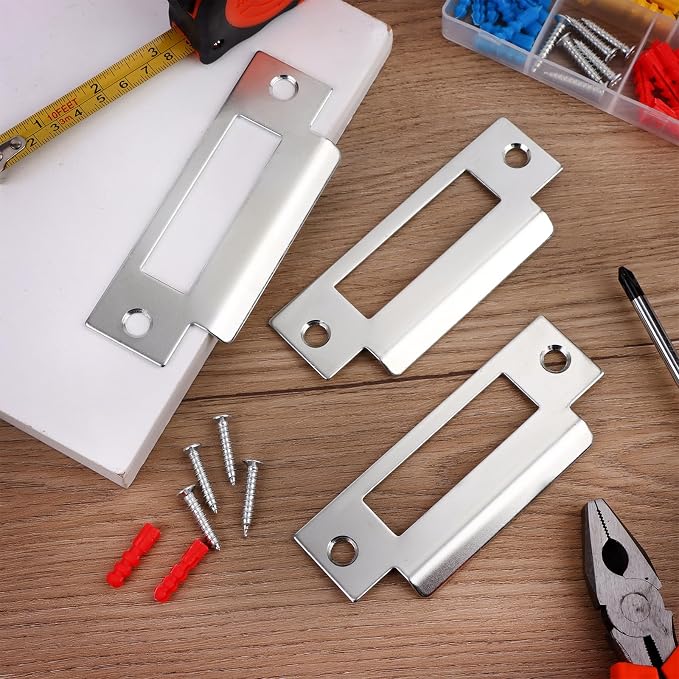 3Pcs 4-7/8" Zinc Plated Strike Plate Universal Door Strike Plate Replacement - Image 5