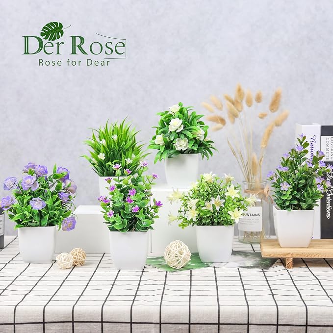 Der Rose 6 Pack Small Fake Plants - Image 3