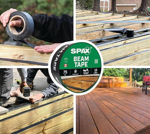 SPAX 3-1/4" x 75' Deck & Flashing Tape Waterproof Beam & Ledger Board Tape - Image 3