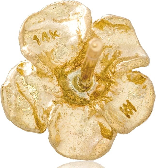 Solid 14K Yellow Gold Rose Flower Stud Earrings Handcrafted style 3/8 inch with Post and Friction Back | 2.0g