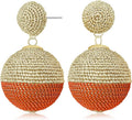 Bohemian National Style Weave Ball Lightweight Dangle Drop Earrings Thread Entanglement Contrasting Color Vintage Stud Earrings For Women Jewelry Gifts