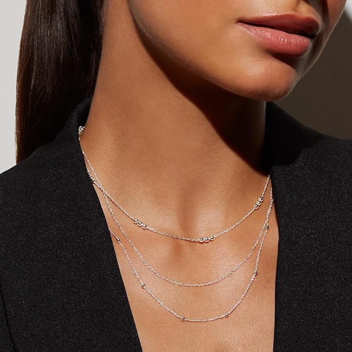 Milla Layered Necklaces for Women – 14K Gold Plated or Silver Plated Dainty Necklace Stack, Trendy Triple Chain Necklace Set