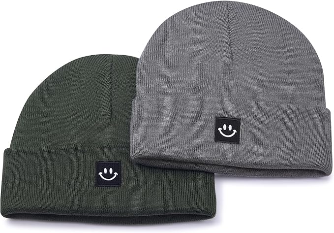 MaxNova 2 Pack Baby Beanie Fleece Lined Knit Toddler Hat for Girls Boys 0-8 Years