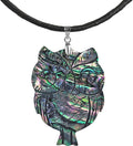 AeraVida Spirit of Wisdom Handcarved Abalone Seashell Owl Pendant with .925 Sterling Silver Bail | Trendy Nature-Inspired Owl Necklace on Woven Silk | Unique Animal Jewelry