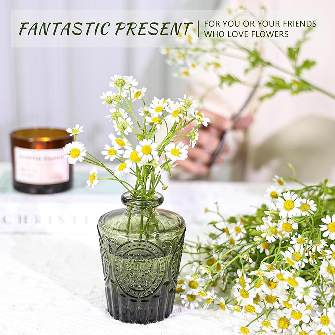 SUPMIND Glass Bud Vase Set of 24, Small Green Flower Vases - Image 6
