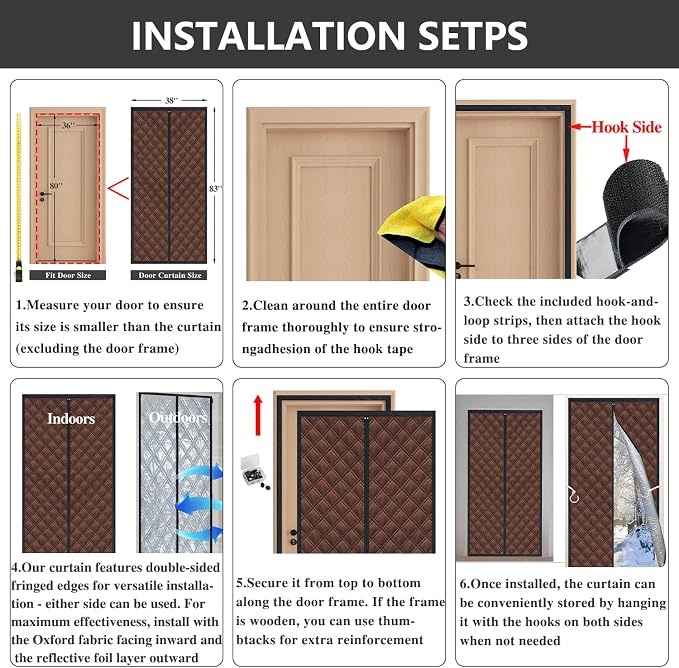 38"x83" 3-Layer Thermal Door Insulation Curtain & Temporary Door Insulation - Image 9