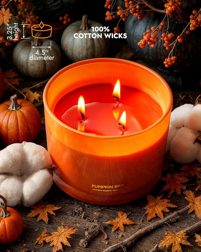 Luxury Pumpkin Soy Candle | Large 3 Wick Jar Candle | Halloween & Fall Decor | - Image 5