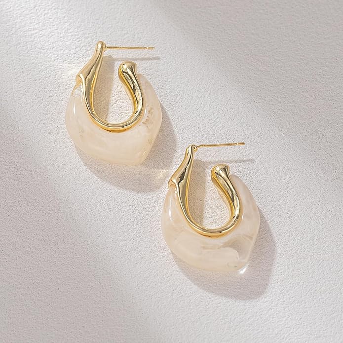 Acrylic Hoop Earrings Chunky Huggie Statement Vintage Earrings Cute Resin Drop Earring Trendy Jewelry Gifts for Women