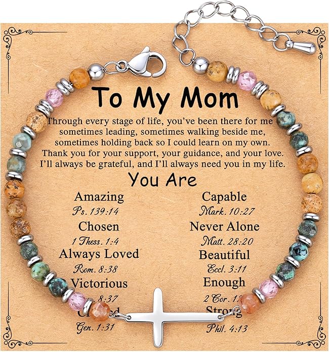 TONY & SANDY Christian Cross Bracelet for Women, Valentine's Day Gifts for Her, Confirmation Baptism Easter Gifts, Unique Gift for Friends Daughter Mom Sister in Christ Birthday Christmas