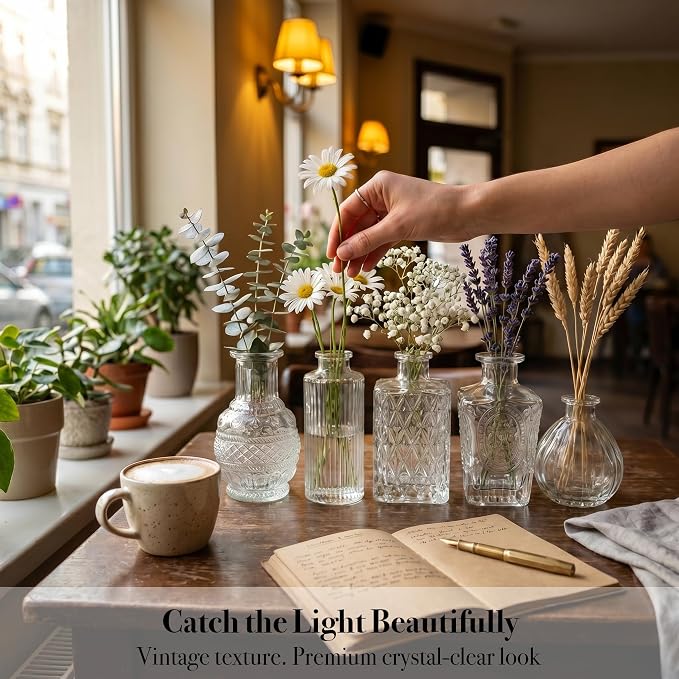 32 Pcs Clear Glass Bud Vases in Bulk, Small Vintage Bud Vase Set - Image 4