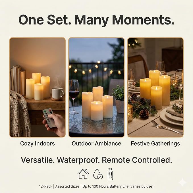Waterproof Flameless Candles, Flickering Indoor Outdoor Candles - Image 5