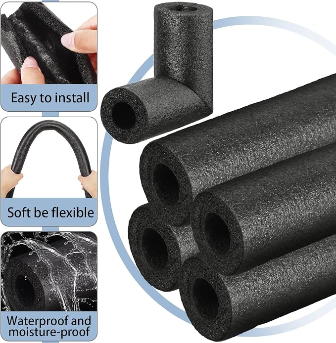 16 Pack Elbow Pipe Insulation Foam Tube Outdoor Wrap Black Pipe Covers Elbow - Image 3