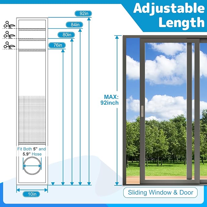 Air Jade Portable Air Conditioner Sliding Door Vent Kit, Insulated Sliding Door - Image 2