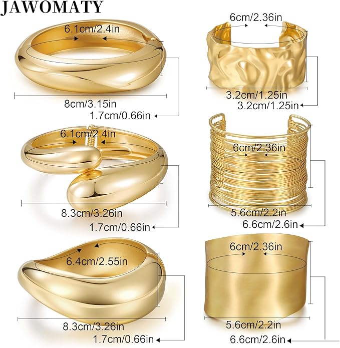 Chunky Gold Bangle Bracelets for Women, Premium Zamak 3 Alloy with 14K PVD Vacuum-Ion Plating & Electrophoretic Finish, Ideal for Parties, Weddings, Christmas & Valentine’s Day Gifts