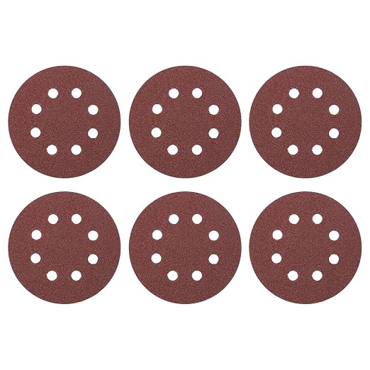 HARFINGTON 30 Pcs 5 Inch Sanding Discs 60 Grit Red Aluminum Oxide 8 Hole | Hook by HARFINGTON