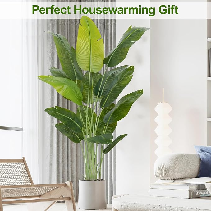 Lifelike Bird of Paradise Artificial Plant, 6.6ft Faux Banana Leaf Tree - Image 5