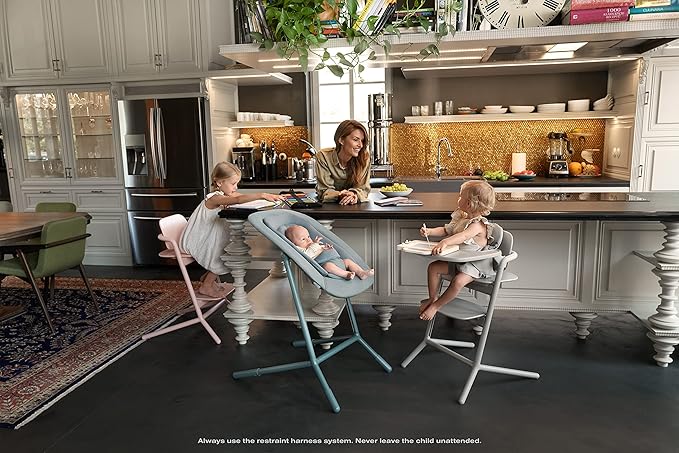 Cybex LEMO High Chair 3-in-1 Set with Baby Set + Snack Tray - Modern Design, One-Hand Depth & Height Adjustment & Anti-Tip Wheels - from 6 Months, Convertible to Adult Chair, Suede Grey