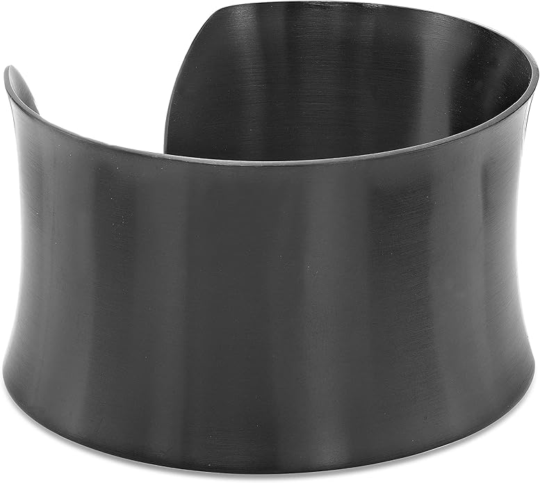 Lavari Jewelers 7 Inches Long Wide Open Cuff Bangle Bracelet for Women I 2.5 Inches in Diameter and 1.5 Inches in Height I Ion Plated Stainless Steel or Satin Finish Bangle for Her I Wide Bracelet