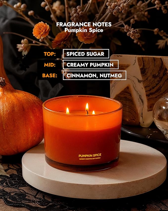 Luxury Pumpkin Soy Candle | Large 3 Wick Jar Candle | Halloween & Fall Decor | - Image 4