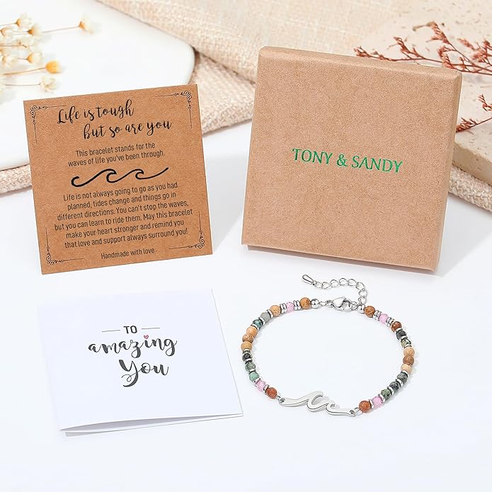 TONY & SANDY Friend Gifts for Women, Unique Valentine's Day Gifts for Her, Sister Gifts from Sister, Wave Bracelet, Christmas Birthday Gifts for Women, Bestie Friendship Bracelets