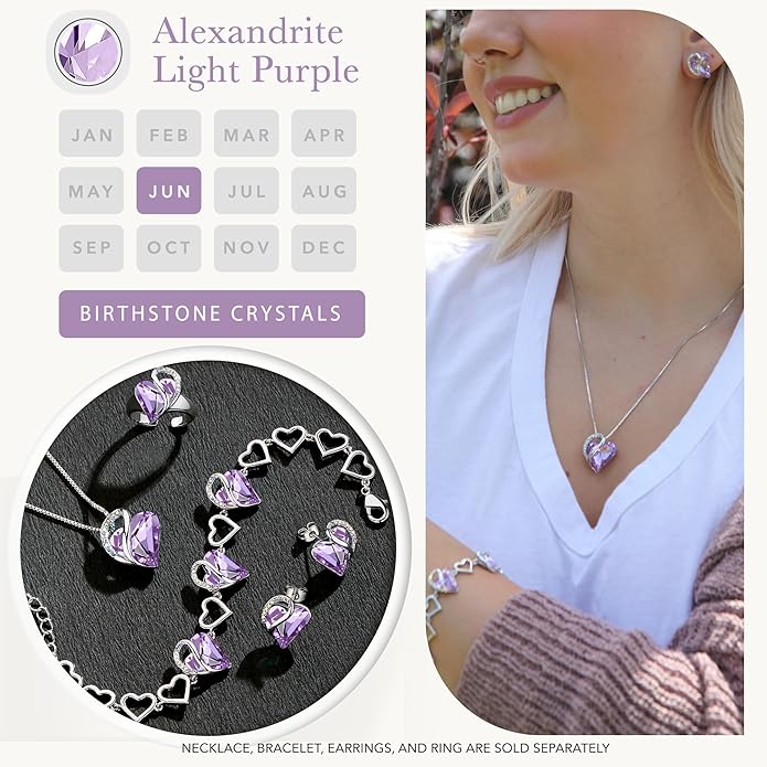 Leafael Infinity love Heart Birthstone Stud Earrings for Women, Valentine's Day Gifts for Mom, Wife, and Her, Silver Plated Birthday Jewelry