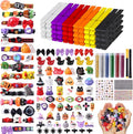 JOICEE 60 Set Halloween Cheer Pins Spirit Clips, 60 Colored Clothes Pins 115 Mini Resin Figures Ornaments Bows and Stickers pens 300 Beads for Halloween Trick or Treat DIY Crafts Gifts Party Favors