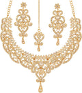 Touchstone Indian jewelry set for women bollywood gold jewellery wedding outfits necklace sets earrings bridal maang tikka fancy costume girls big desi accessories rhinestone in gold or silver tone