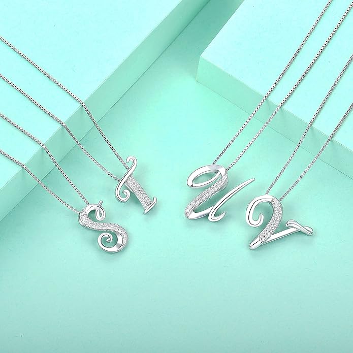 STARCHENIE Initial Necklace for Women 925 Sterling Silver Letter A-Z Pendant 26 Alphabet Jewelry