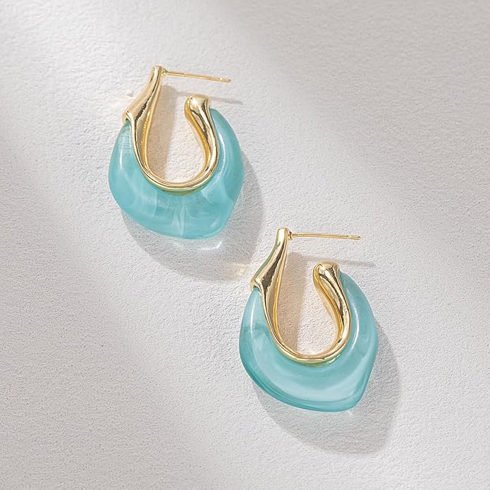 Acrylic Hoop Earrings Chunky Huggie Statement Vintage Earrings Cute Resin Drop Earring Trendy Jewelry Gifts for Women