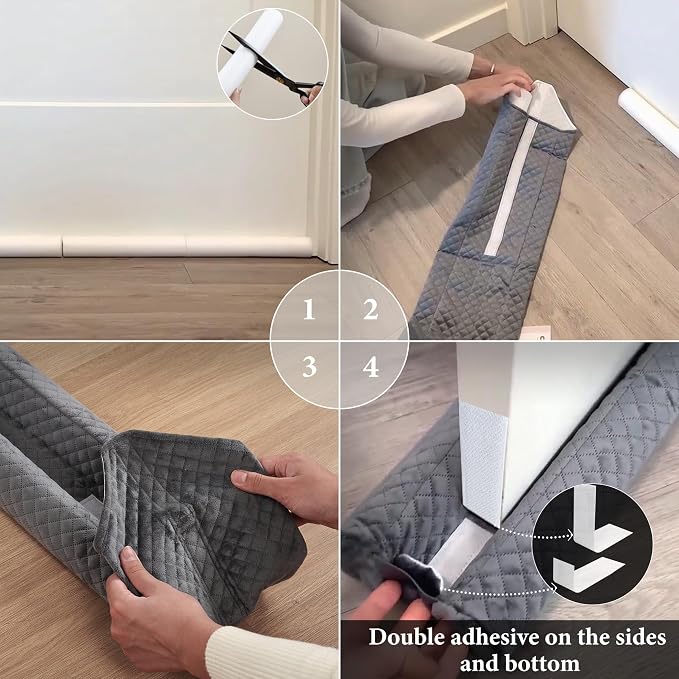 Ciieyuo Velvet Door Light Blocker, Adjustable 26–30 Inches | Door bottom seal - Image 8
