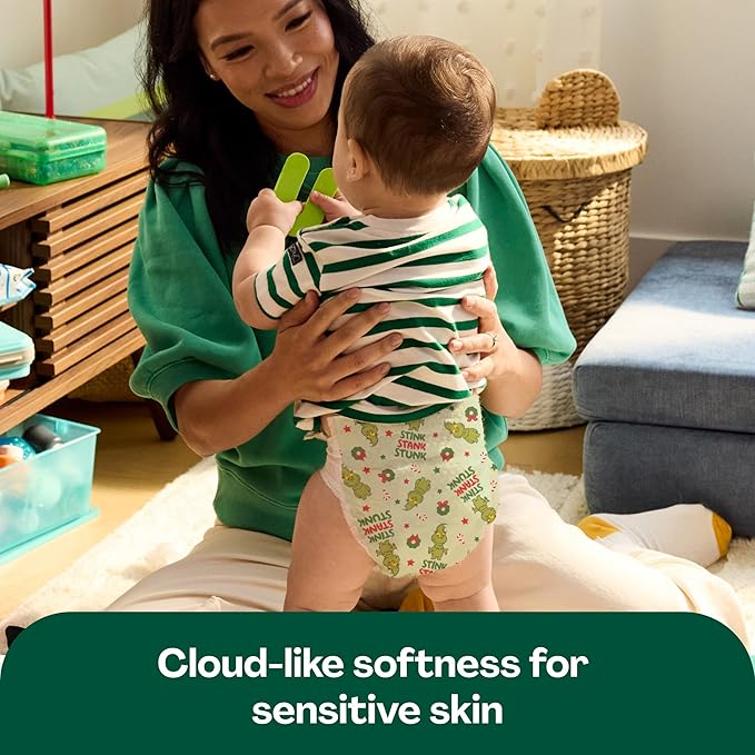 Hello Bello Dr. Seuss Baby Grinch Premium Diapers, Size 1 (8-12 lbs), 82ct Plus Bonus Wipes: Softness & Protection for Sensitive Skin