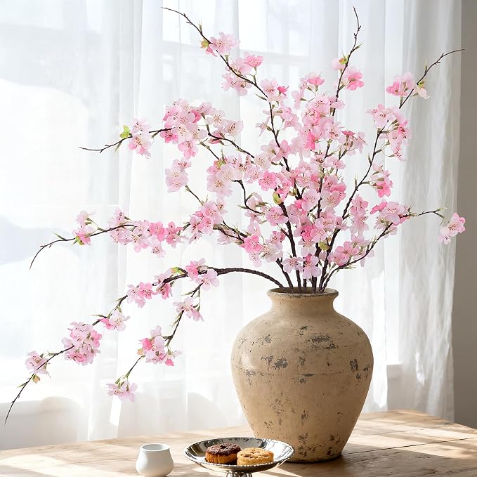 INXUGAO Artificial Cherry Blossom Branches Decor 6 PCS Fake Flowers Indoor | by INXUGAOArtificialFlowers