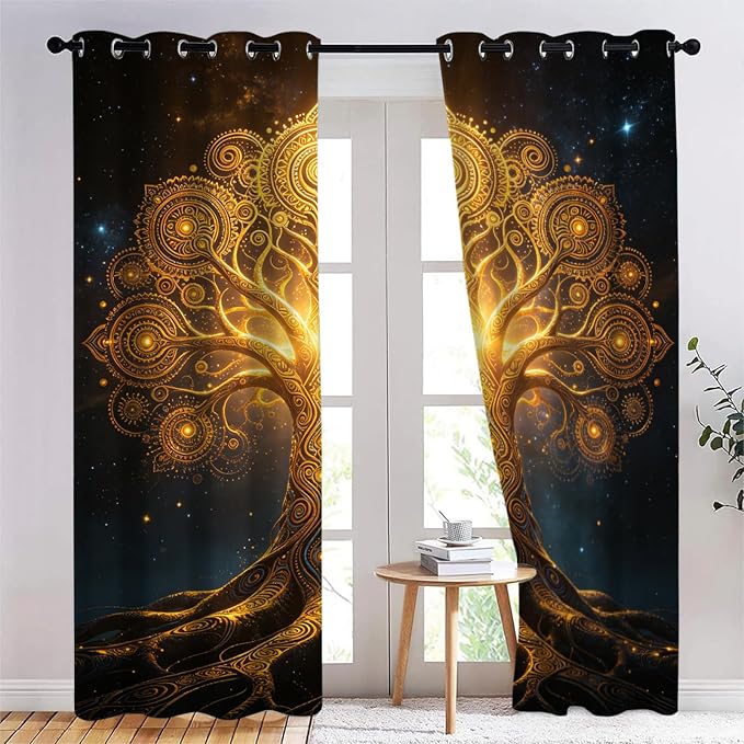 Tree of Life Curtains for Bedroom Living Room Decor, Starry Sky Thermal by Unknown