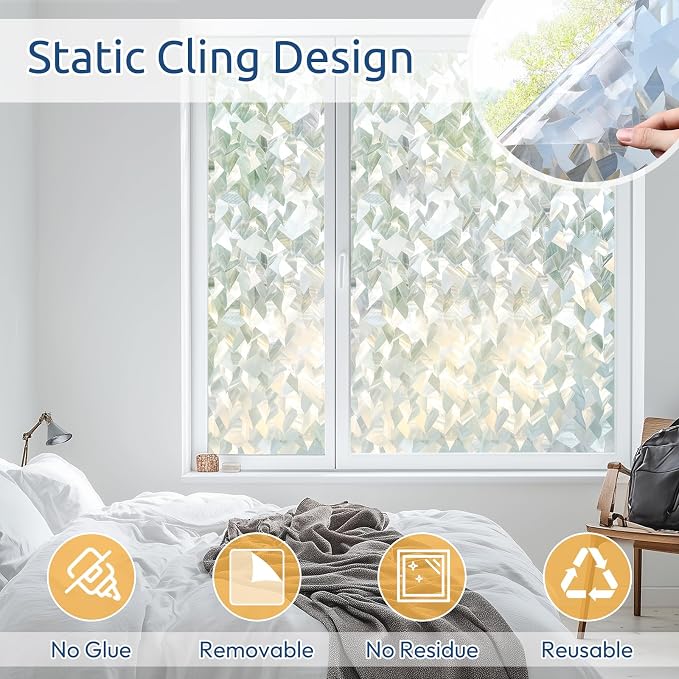 rabbitgoo Window Privacy Film, Crystal Icicles, 35.4" x 118.1" | Stained Glass - Image 4