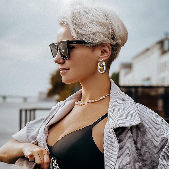 Gold Geometric Drop Dangle Earrings for Women Long Link Dangle Earrings Jewelry Gift