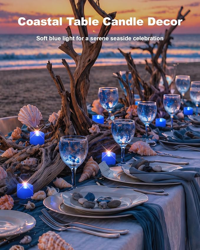 Homemory 24-Pack Blue Flameless Battery Tea Light Candles, 200+ Hours | - Image 5