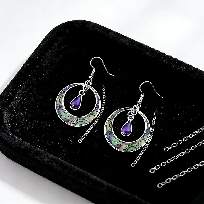 Multi-Color Gemstone Drop Earrings, Dangle Style, Hook Design