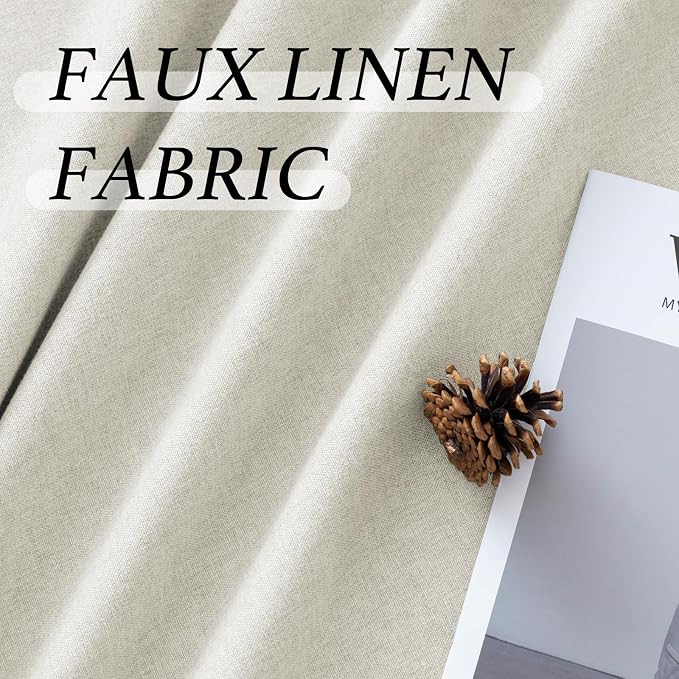 H.VERSAILTEX Natural Linen Textured Cafe Curtains 45 inch Length, Thick Faux - Image 5