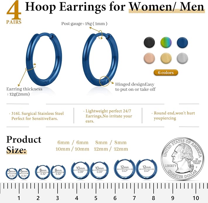 Small Gold Huggie Hoop Earrings Set for Women Men Hypoallergenic 14K Plated Stack Cartilage Earrings, Multiple Piercing Lightweight Mini Thin Cute Dainty Trendy Jewelry Set Christmas Gifts for Women