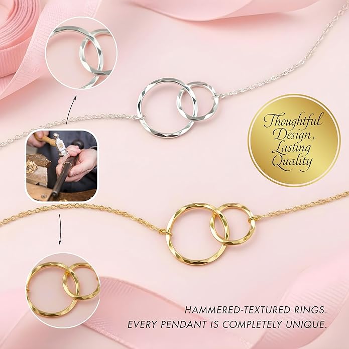 HOPE LOVE SHINE Best Friend Gift for Women - Meaningful BFF Friendship Necklace, Jewelry 16+2", 14k Gold Plated Sterling Silver