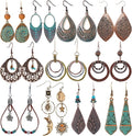 11 Pairs Vintage Drop Dangle Earrings for Women Boho Earring Jewelry Set Retro Flower Dangly Earring Teardrop Sun and Moon Earrings for Mother's Day Christmas
