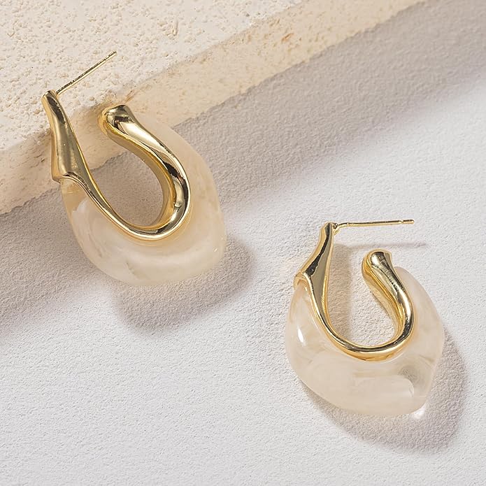 Acrylic Hoop Earrings Chunky Huggie Statement Vintage Earrings Cute Resin Drop Earring Trendy Jewelry Gifts for Women