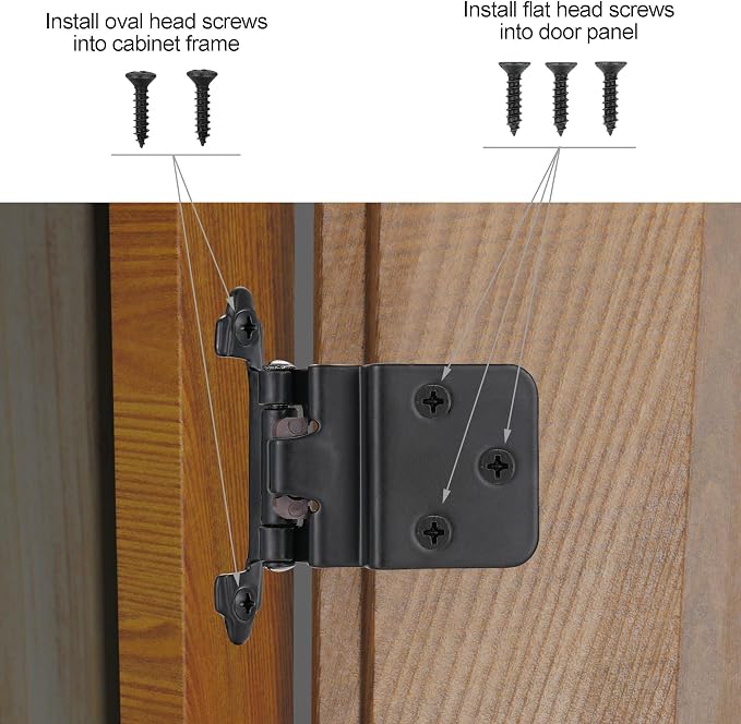 Matte Black Cabinet Hinges, 3/8” Inset, 4 Pack | - Image 5