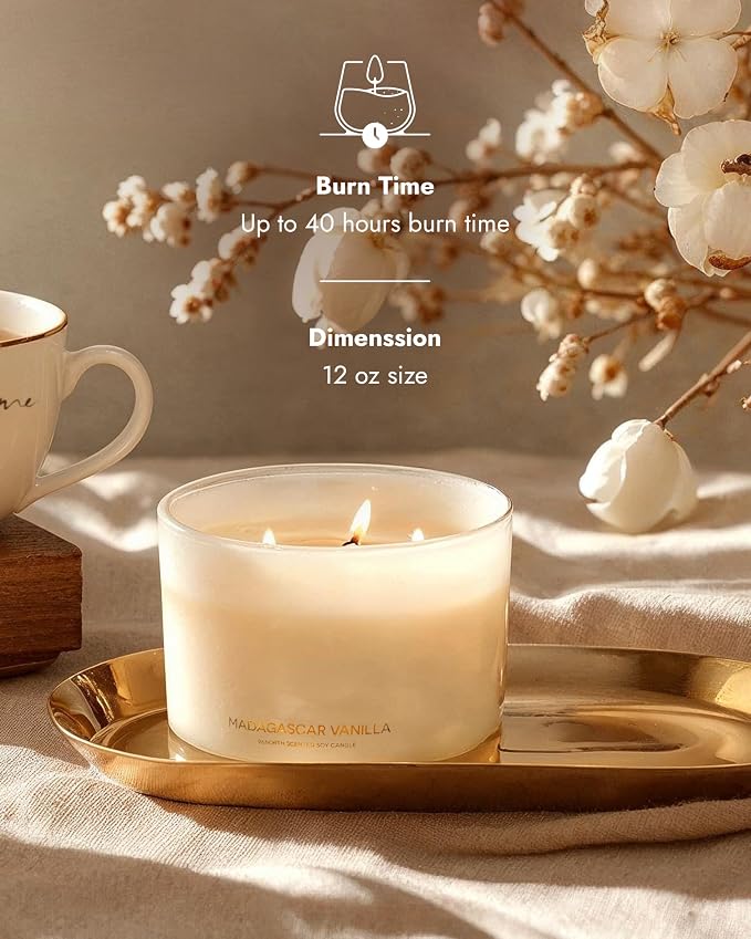 Luxury Vanilla Soy Candles | Large 3 Wick Jar Candle | Up to 50 Hours Burning - Image 3