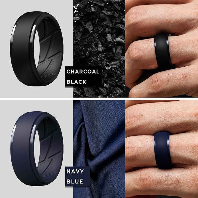 ThunderFit Men's Silicone Rings 10mm Wide 2.5mm Thick Rubber Bands, Breathable, Variety Multipack 1-10