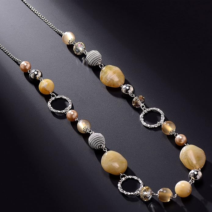 PEARL&CLUB Long Beaded Necklaces For Women - Sweater Chain Fashion Jewelry Necklace Gifts For Women