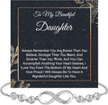 Daughter Infinity Heart Bracelet, Daughter Jewelry Gift From Mom or Dad with Message Card and Box Meaning