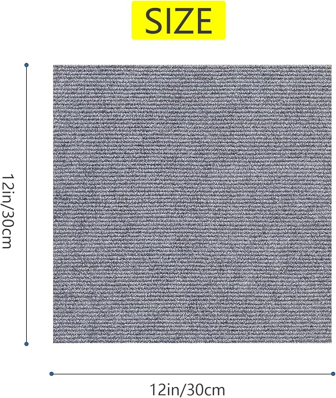35pc 12" x 12" Self-Adhesive Carpet Tiles, Economical Temporary Flooring - Image 2